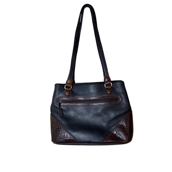 Brighton Classic Brown Croc and Black shoulder bag - Picture 2 of 14